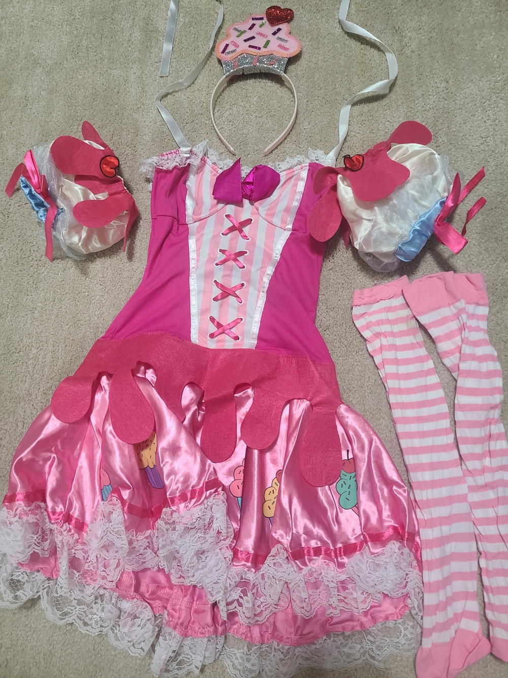 Leg Avenue Pink Cupcake Costume with Headband & Wig.